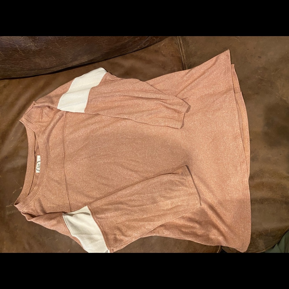 Creamy blush heather orange 3/4 sleeve tee